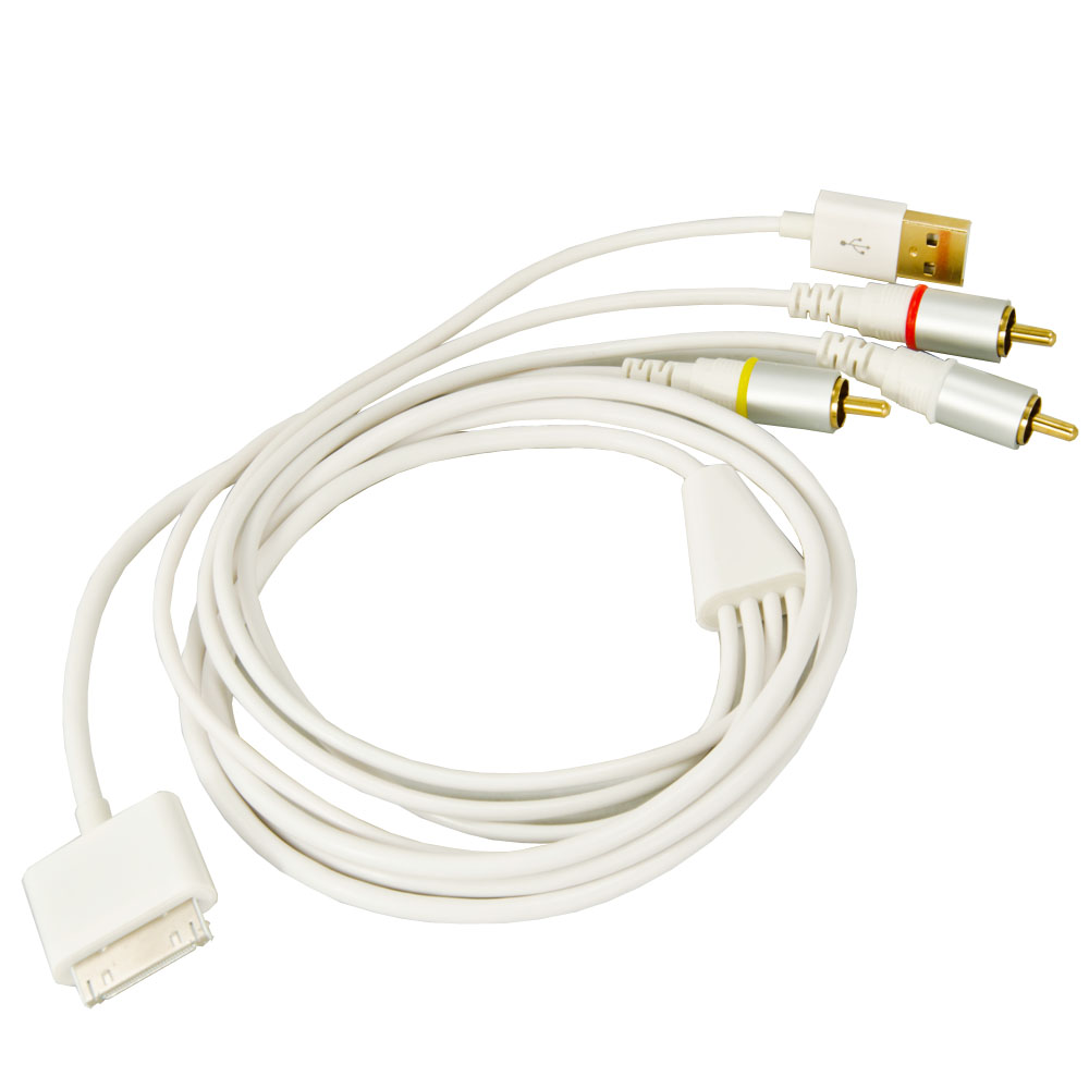 Composite Video AV Cable to TV RCA USB Charger for iPad 3 iPhone 4 4S