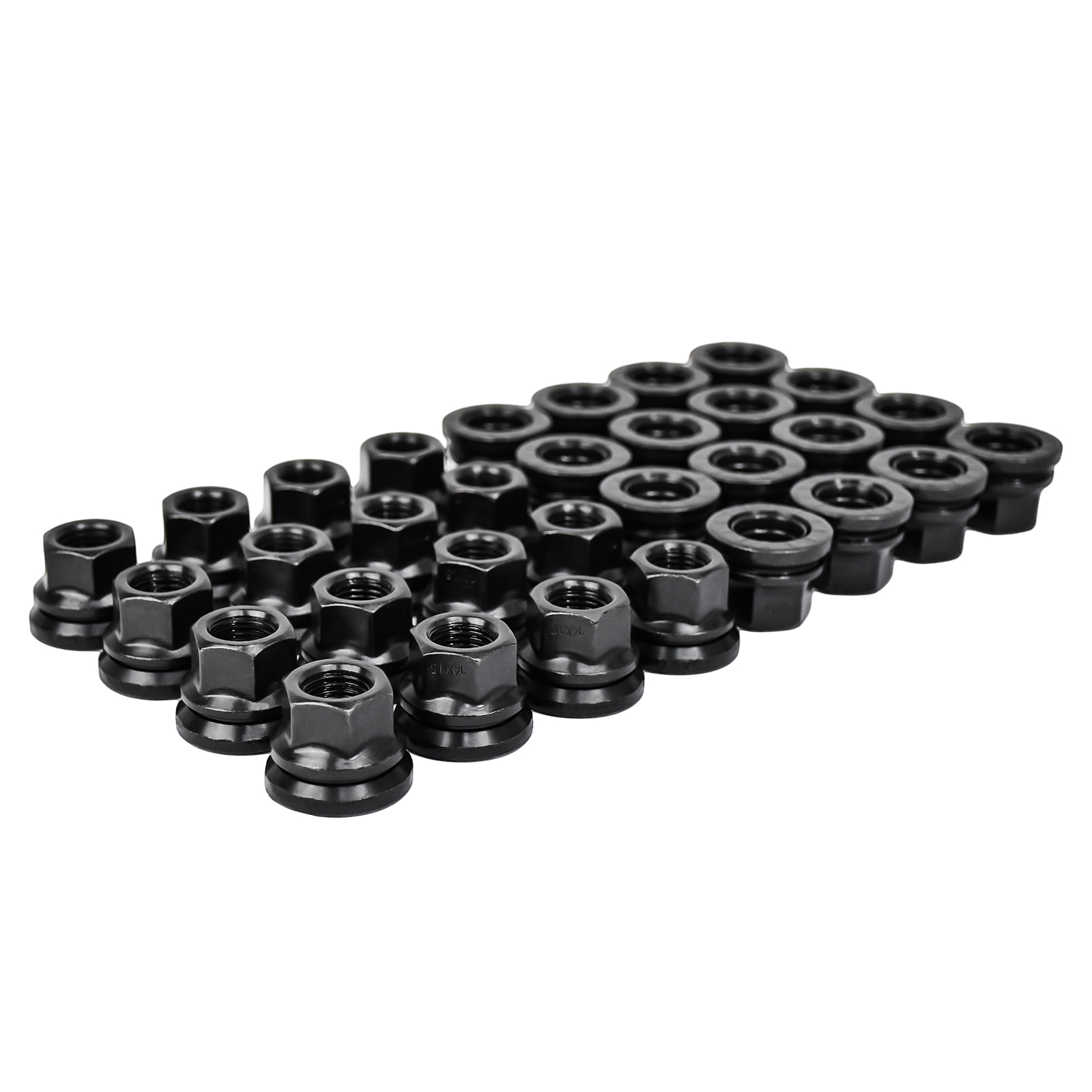 32) M14x1.5 Black Flat Seat Lug Nuts for Ford F250 F350 Super Duty