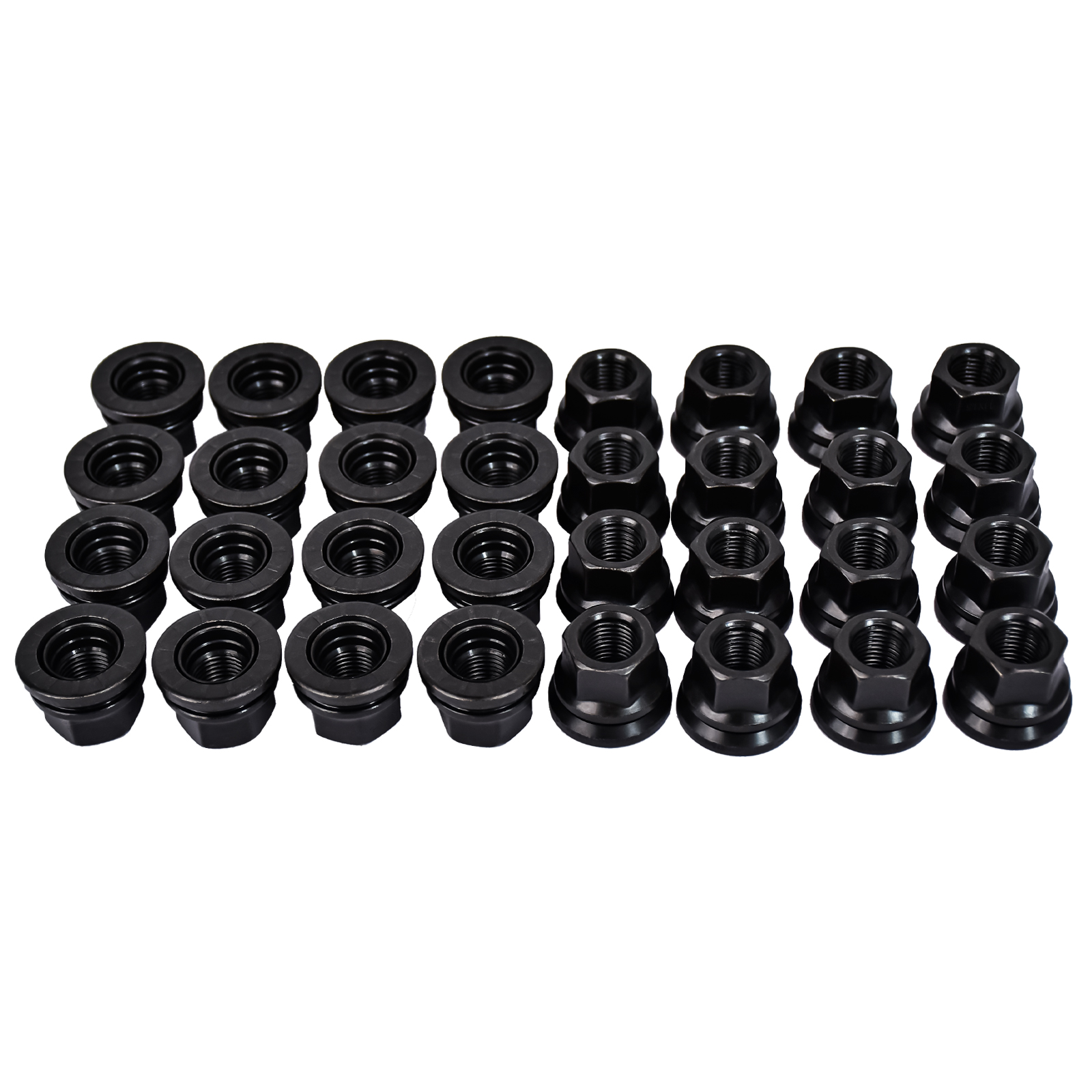 32) M14x1.5 Black Flat Seat Lug Nuts for Ford F250 F350 Super Duty