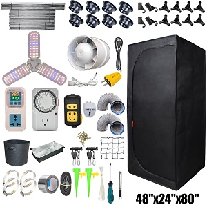 IMeshbean 48x48x80 Complete Grow Tent Kit With 60W LED Full Spectrum Light & Fan & Filter