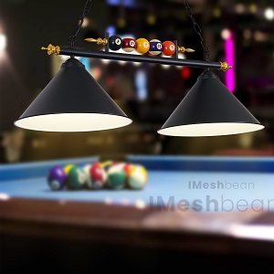Lampe De Billard Américain BCE - 133cm, 2 Globes Dorés - Fabrication UK