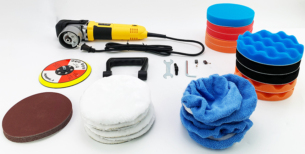 Dual Action Car Polisher Buffer – 6-Inch Random Orbital Polishing Machine With 34 Pads, 800W, 6 Speeds