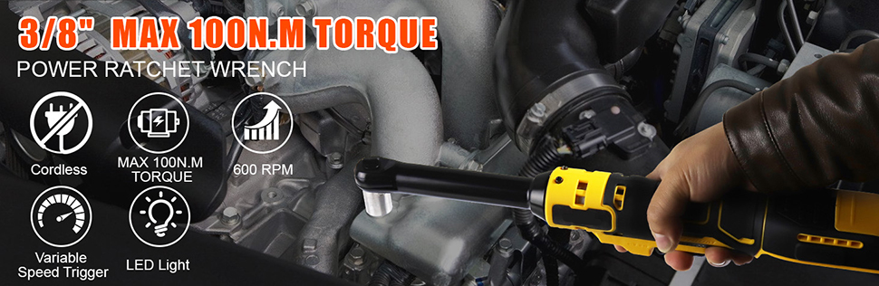 3/8 Cordless Ratchet Wrench For DEWALT 20V - 74Ft-Lbs Brushless Power With Sockets & Accessories