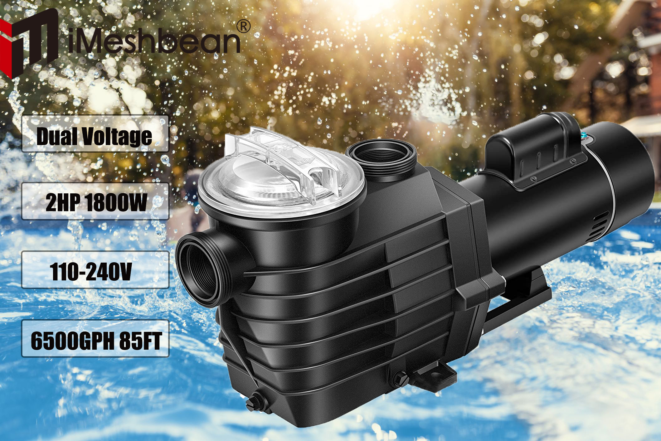 110-240V 2HP Inground Swimming Pool Pump Motor Strainer For Hayward W/3ft Cord