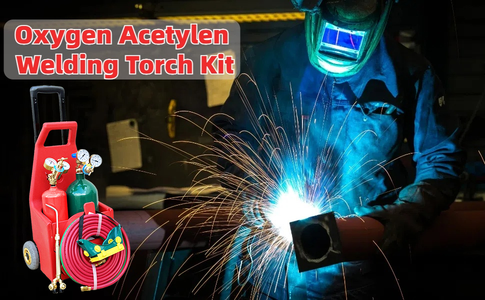 Portable Type Welding & Cutting Torch Start Kit Oxygen Acetylene W Tote Tanks